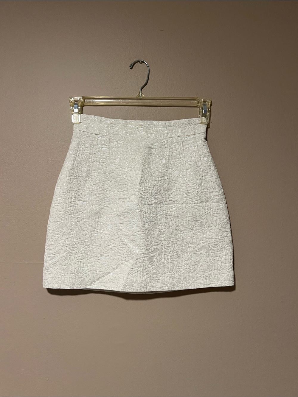 H&M Cream Embossed Mini Skirt